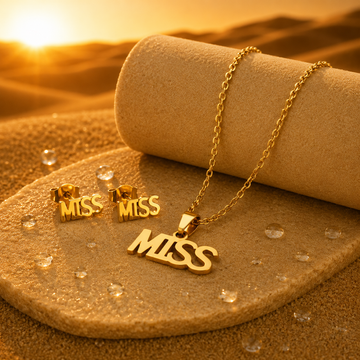 Miss Gold Necklace & Earrings Set