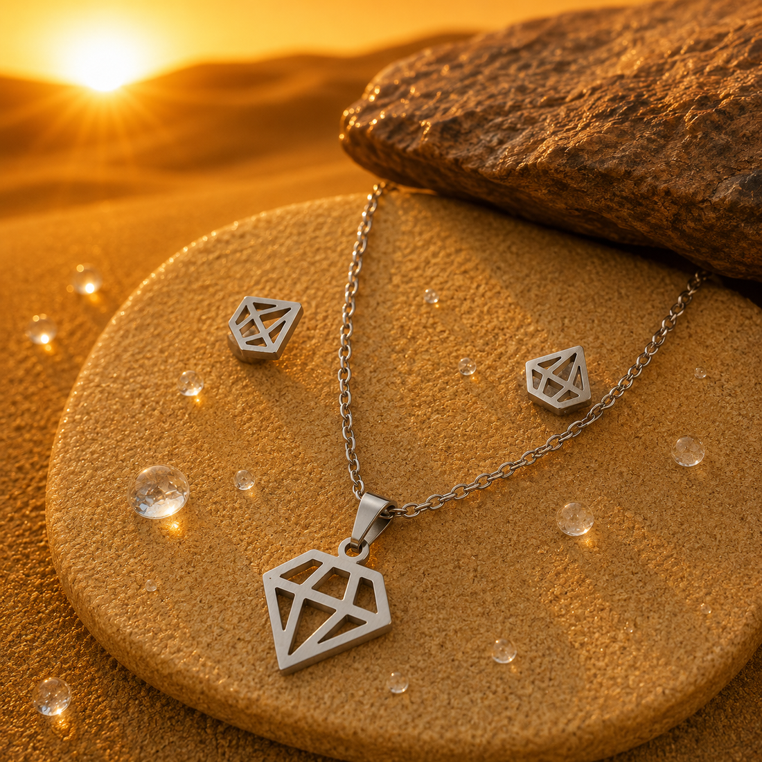 Diamond necklace & earring set