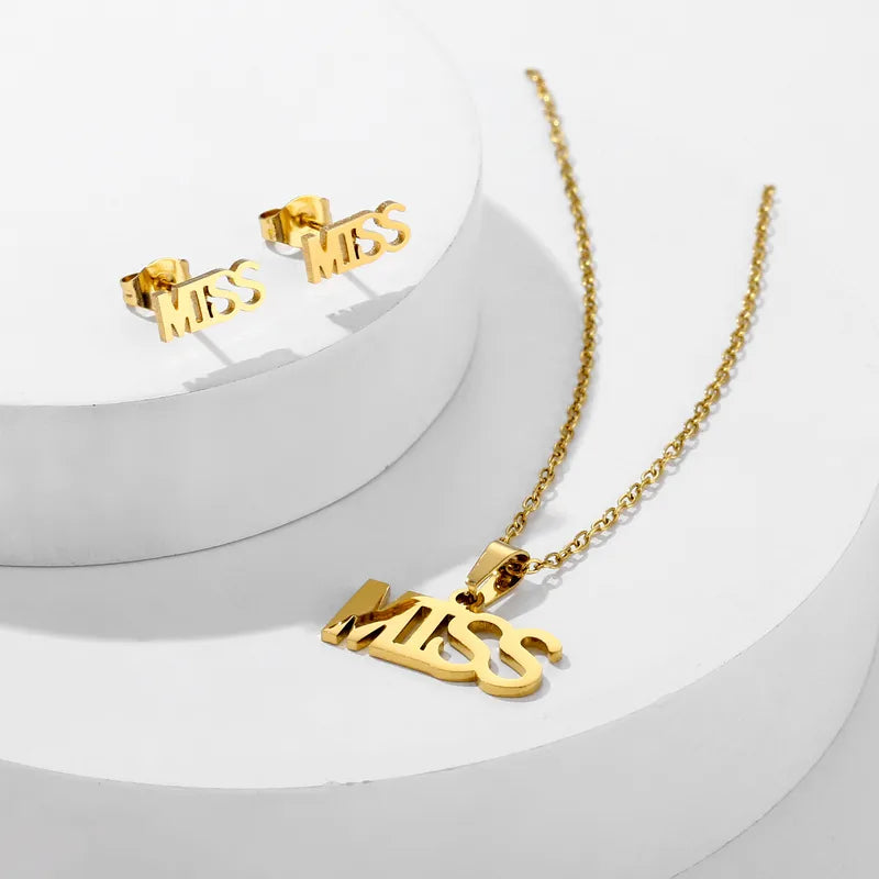 Miss Gold Necklace & Earrings Set